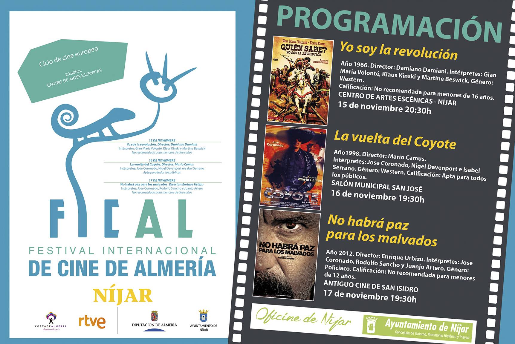 Programación Ciclo de Cine Europeo en Níjar, Festival Internacional de Cine de Almería 